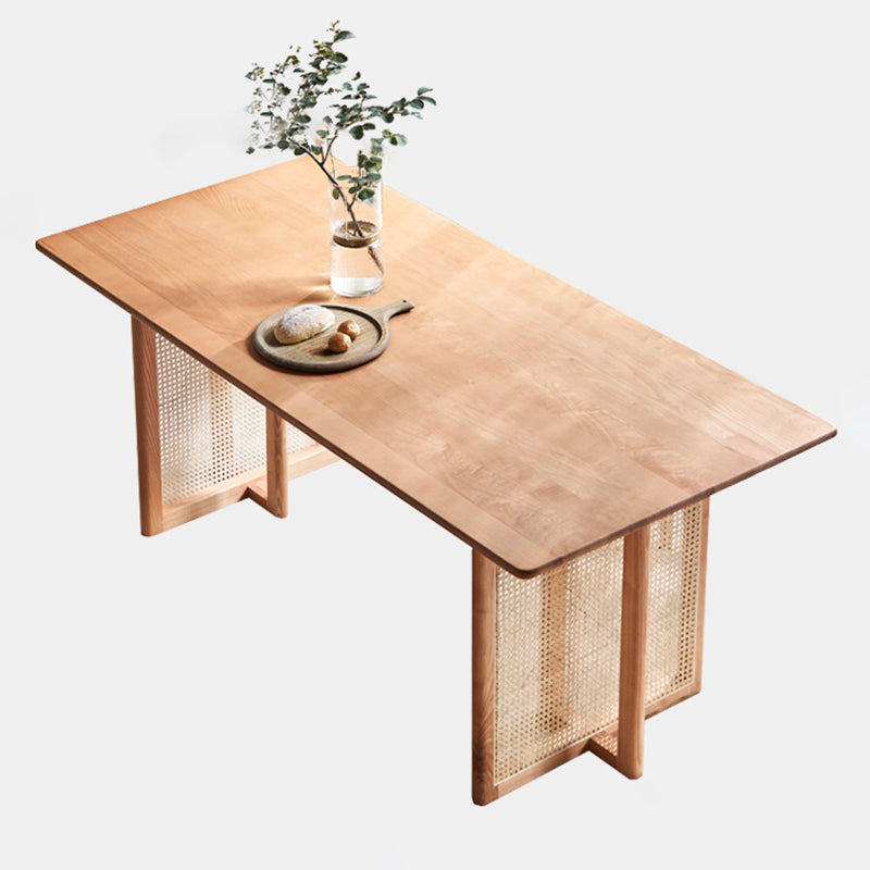 Glam Rectangle Shape Solid Wood Dining Table Khaki Standard Dining Table for Kitchen