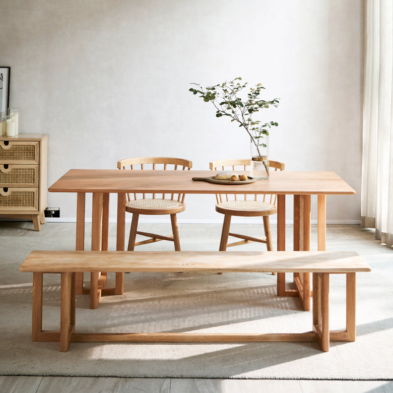 Glam Rectangle Shape Solid Wood Dining Table Khaki Standard Dining Table for Kitchen