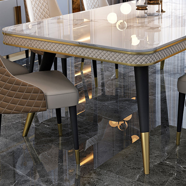 Table à manger en pierre péout-marine Style de luxe Table de base à 4 jambes pour salle à manger