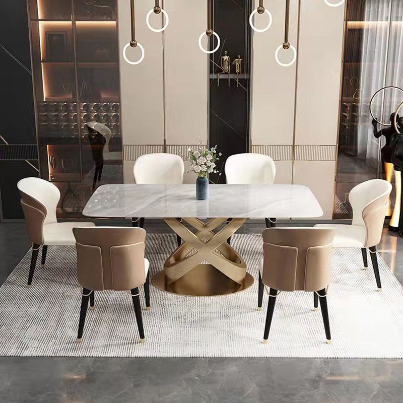 Traditional Luxury Stainless Steel Table Rectangle Dining Table for Home