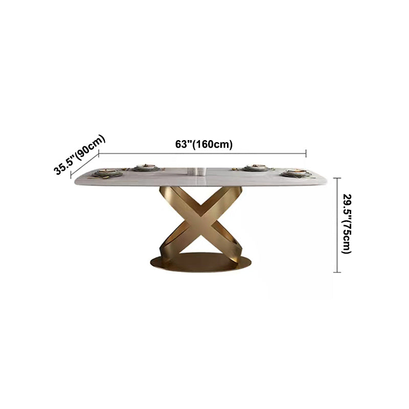 Traditional Luxury Stainless Steel Table Rectangle Dining Table for Home
