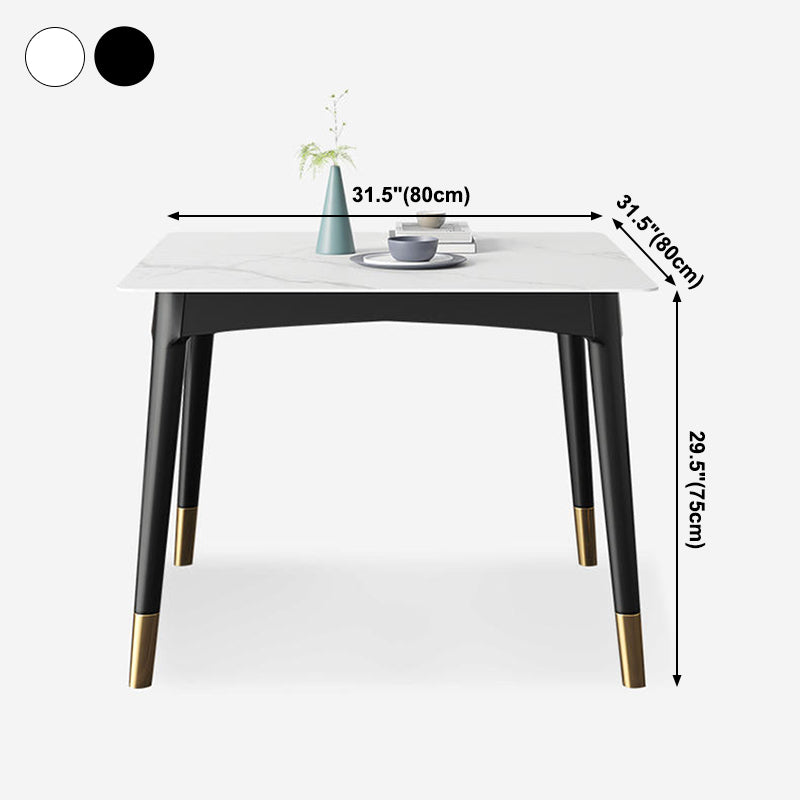 Industrial Sintered Stone Kitchen Dining Table Square Shape Standard Dining Table with 4 Legs Base