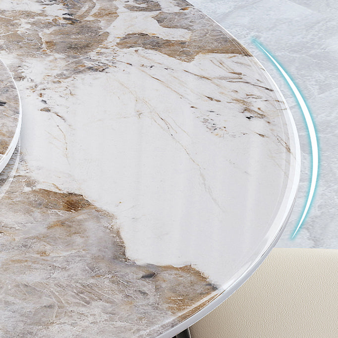 Metal Mesa de comedor redondo de lujo de metal Mesa de piedra sinterizada para cocina y comedor