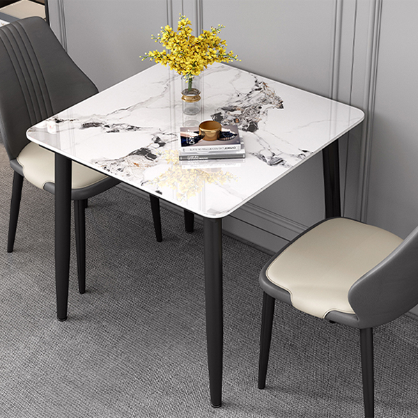 Industrial Square Shape Standard Dining Table Sintered Stone Top Dining Table for Kitchen