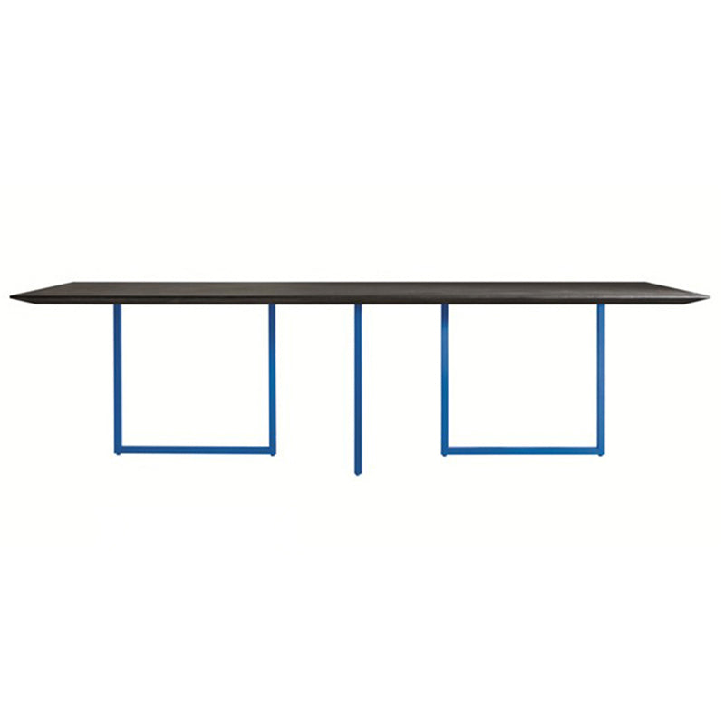 Mesa de comedor de rectángulo industrial de metal mesa de madera maciza para comedor