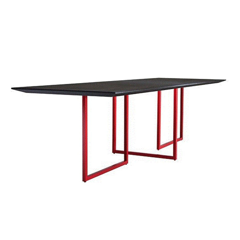 Mesa de comedor de rectángulo industrial de metal mesa de madera maciza para comedor