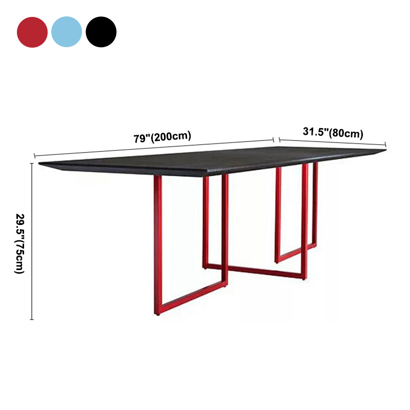 Mesa de comedor de rectángulo industrial de metal mesa de madera maciza para comedor