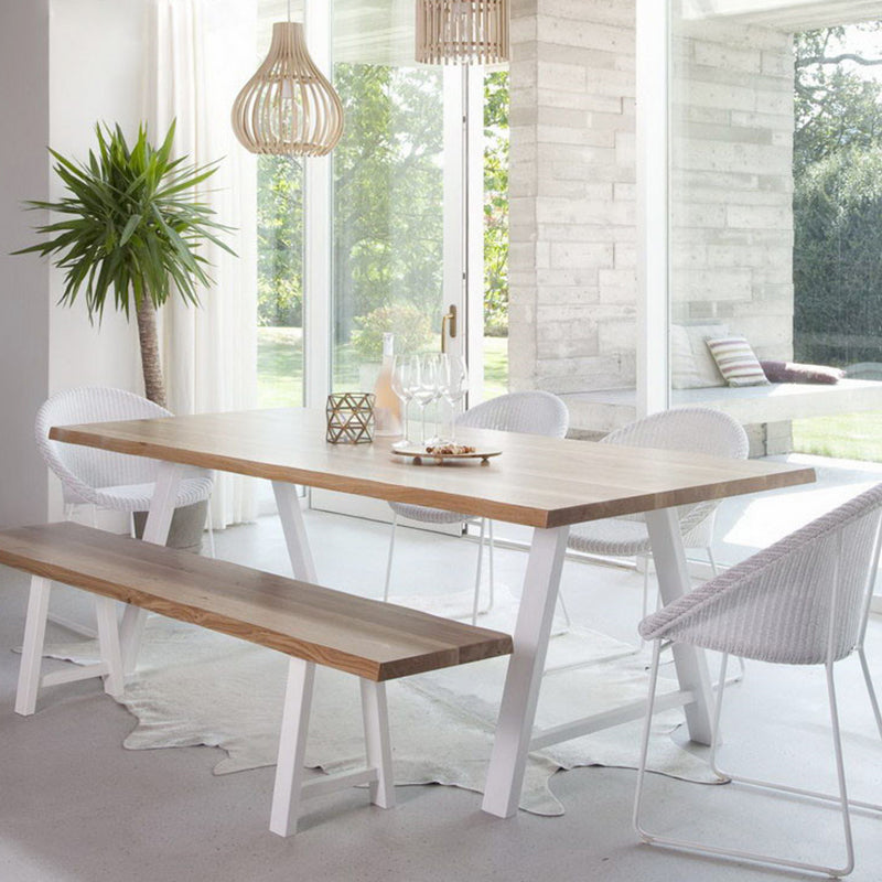 Metal Industrial Rectangle Dining Table Solid Wood Top Table for Kitchen