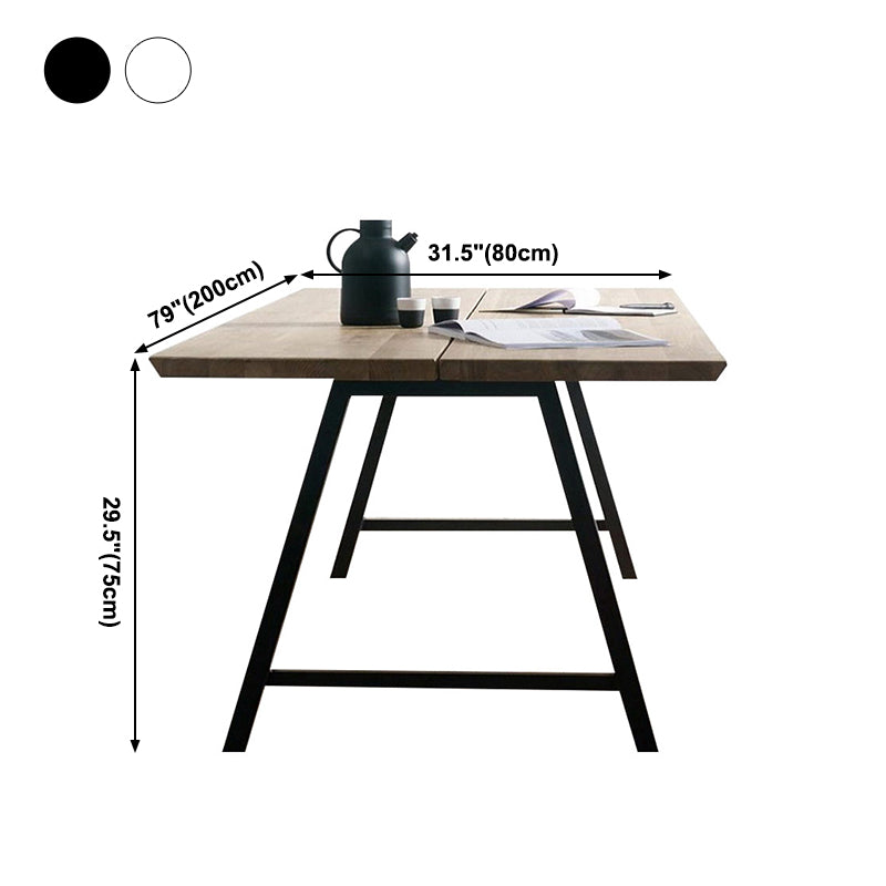 Metal Industrial Rectangle Dining Table Solid Wood Top Table for Kitchen