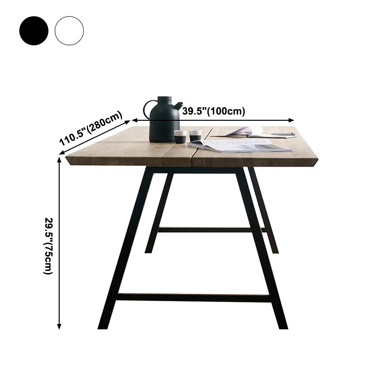 Metal Industrial Rectangle Dining Table Solid Wood Top Table for Kitchen