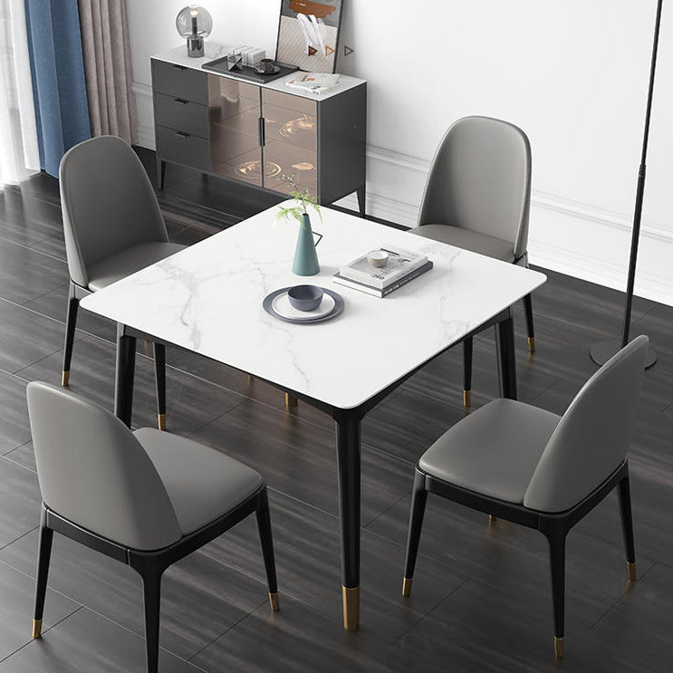 Industrial Square Shape Kitchen Dining Table Sintered Stone Dining Table with 4 Legs Table