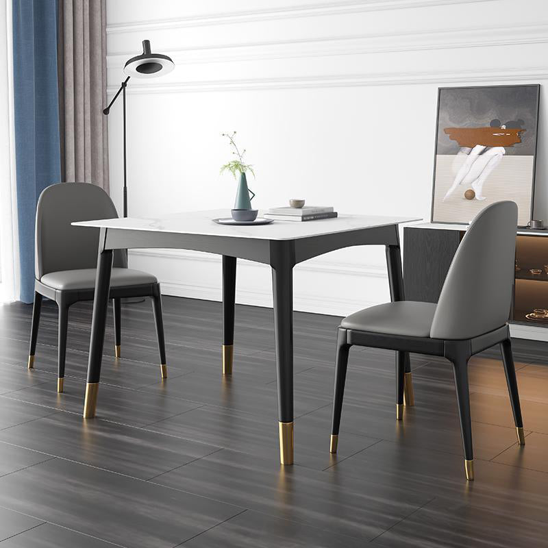 Industrial Square Shape Kitchen Dining Table Sintered Stone Dining Table with 4 Legs Table