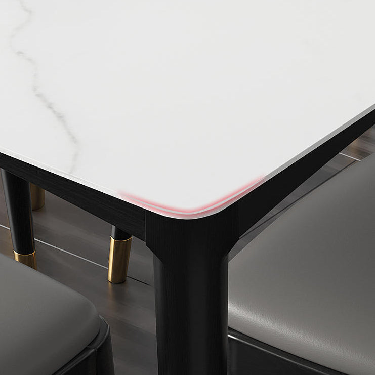 Industrial Square Shape Kitchen Dining Table Sintered Stone Dining Table with 4 Legs Table