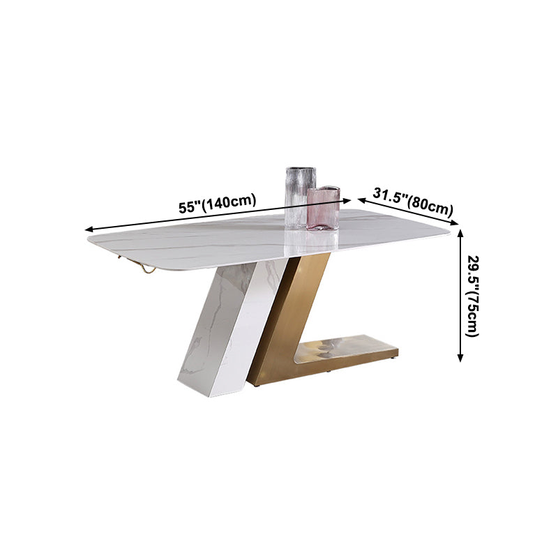 Metal Mesa de comedor rectangular de lujo tradicional Mesa de comedor de piedra sinterizada para el hogar