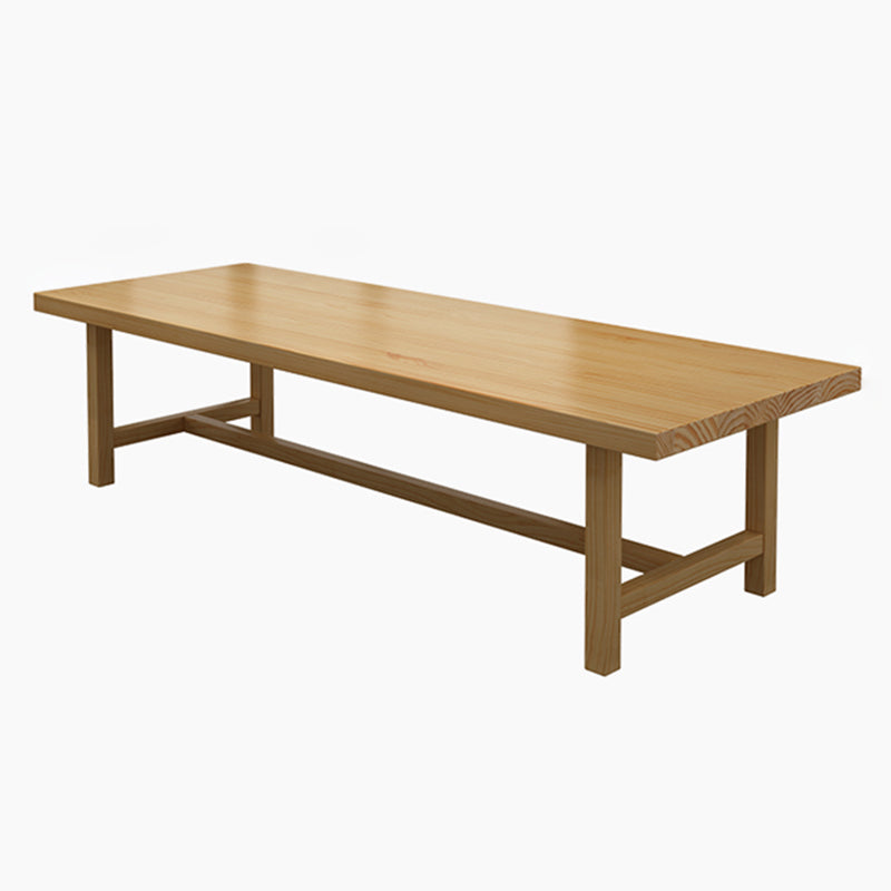 Mesa de comedor informal rectangular, mesa con base de caballete de Color madera, madera maciza de pino