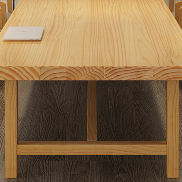 Mesa de comedor informal rectangular, mesa con base de caballete de Color madera, madera maciza de pino
