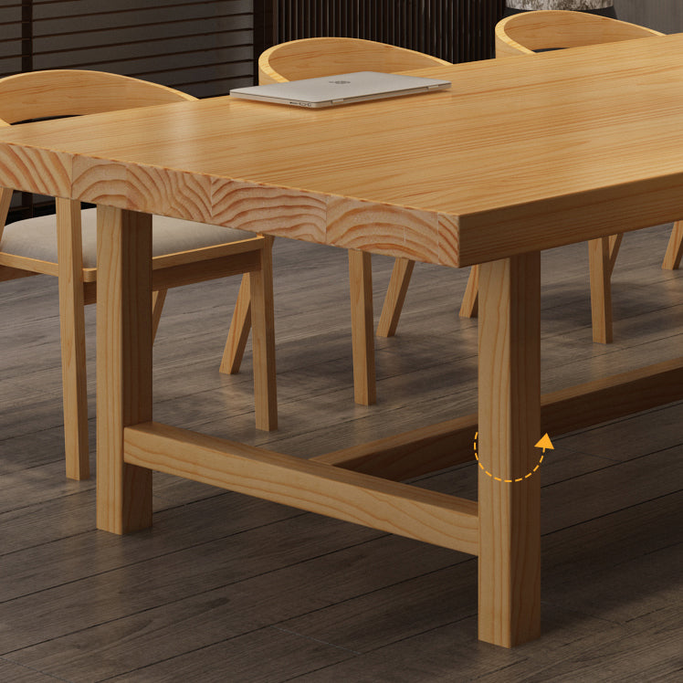 Mesa de comedor informal rectangular, mesa con base de caballete de Color madera, madera maciza de pino