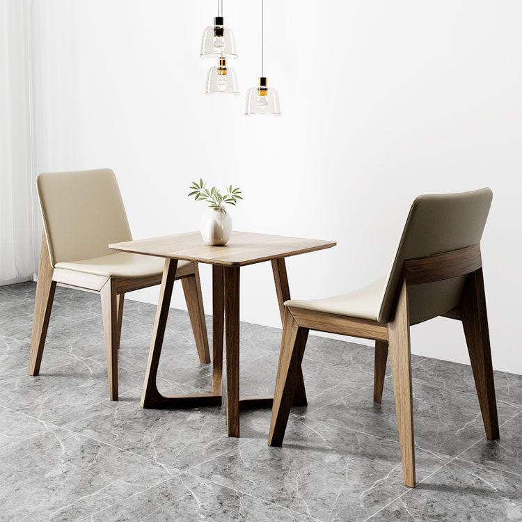 Square Wood Color Dining Table Solid Wood Table Industrial with Double Pedestal