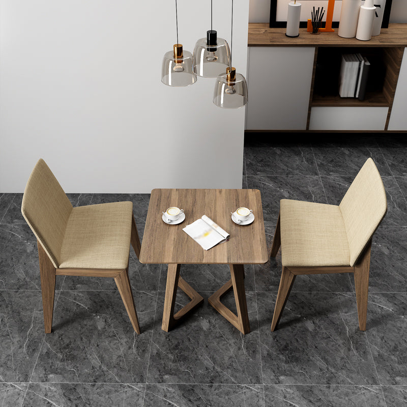 Square Wood Color Dining Table Solid Wood Table Industrial with Double Pedestal