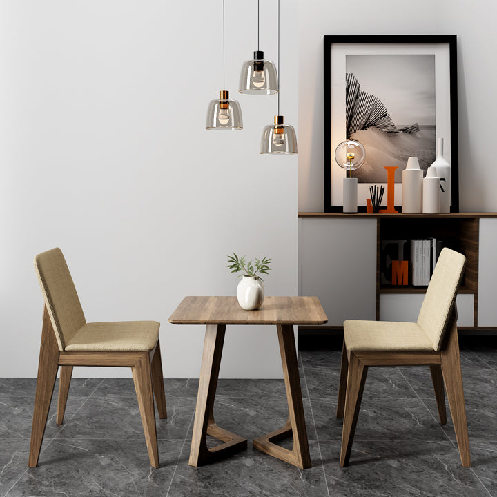 Square Wood Color Dining Table Solid Wood Table Industrial with Double Pedestal