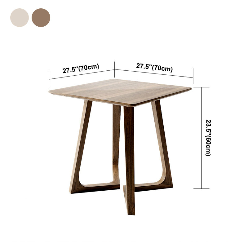 Square Wood Color Dining Table Solid Wood Table Industrial with Double Pedestal