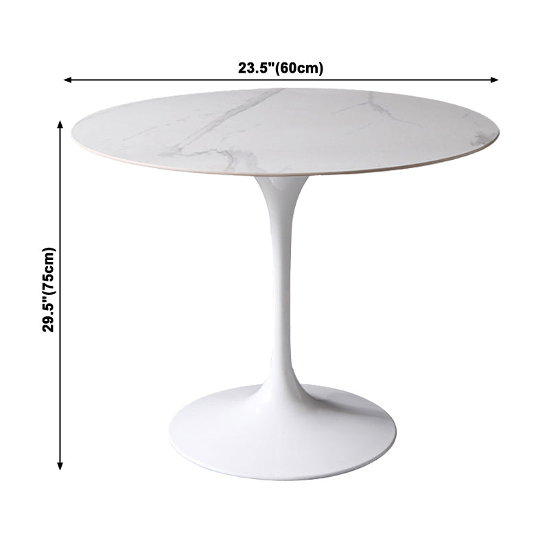 Mesa de comedor redonda Simplicity, mesa de piedra sinterizada con base de tulipán blanco para comedor