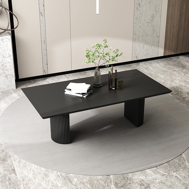Simple Black Solid Wood Dining Table Rectangle Shape Standard Dining Table for Kitchen