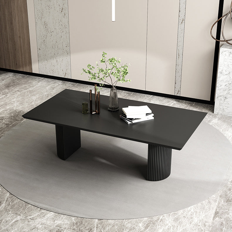 Simple Black Solid Wood Dining Table Rectangle Shape Standard Dining Table for Kitchen