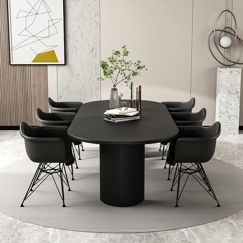 Simple Black Solid Wood Dining Table Rectangle Shape Standard Dining Table for Kitchen