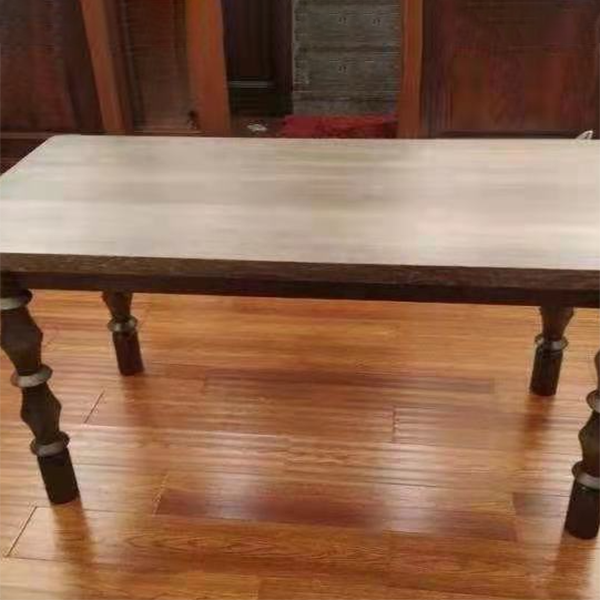 Rectangle Solid Wood Two-Color Dining Table Simplicity 4 Legs Table for Dining Room