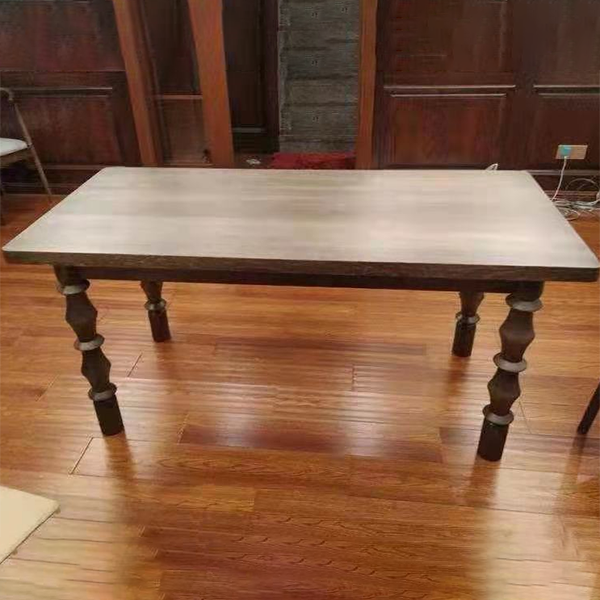 Rectangle Solid Wood Two-Color Dining Table Simplicity 4 Legs Table for Dining Room