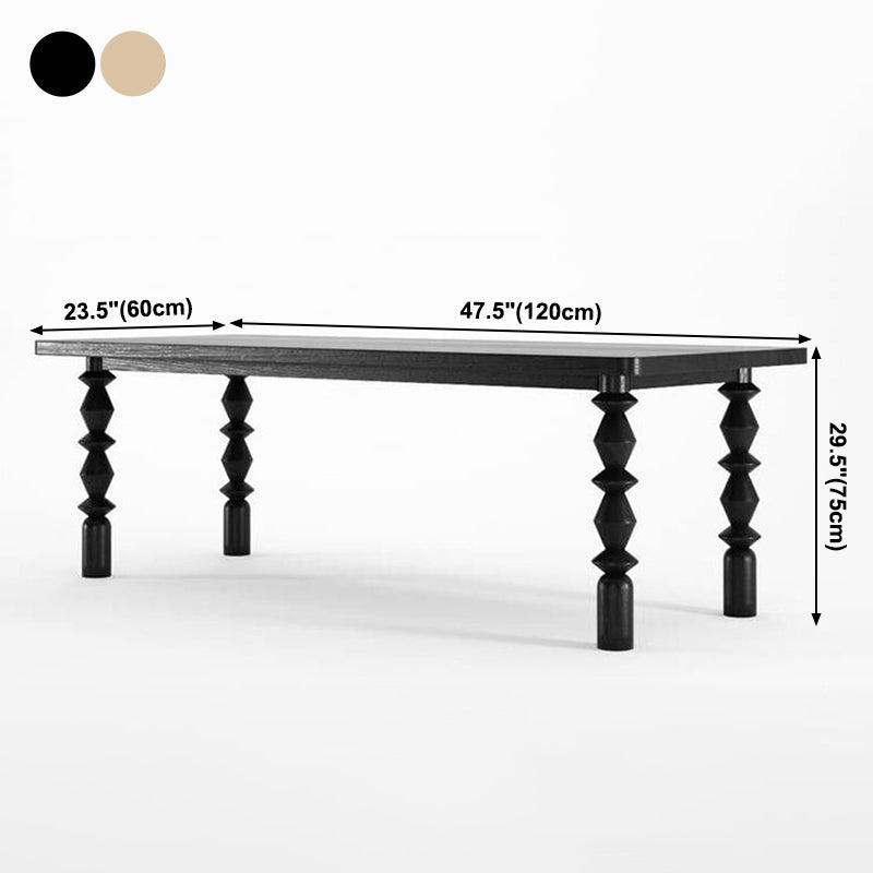 Rectangle Solid Wood Two-Color Dining Table Simplicity 4 Legs Table for Dining Room