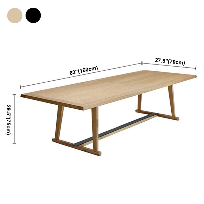 Solid Wood Contemporary Rectangular Dining Table Wood Top Table with Trestle