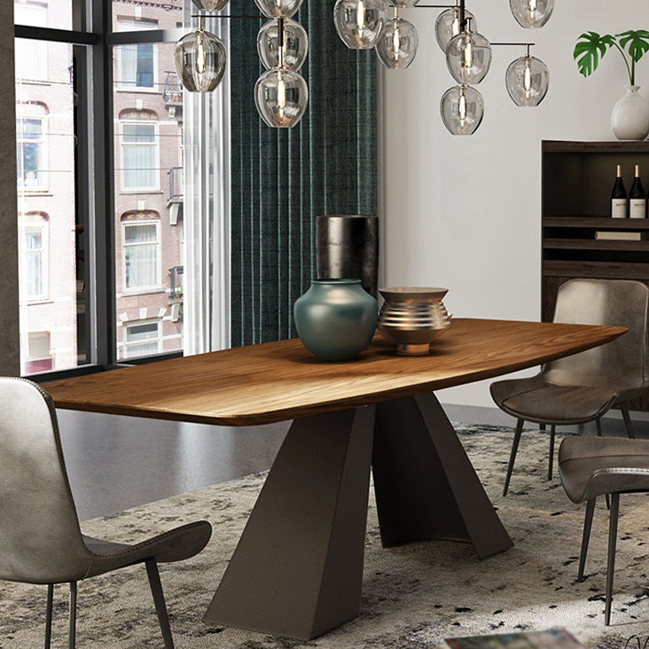 Metal Industrial Rectangle Table Solid Wood Top Table for Kitchen and Dining Room
