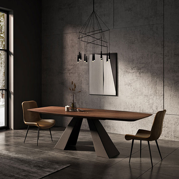 Metal Industrial Rectangle Table Solid Wood Top Table for Kitchen and Dining Room