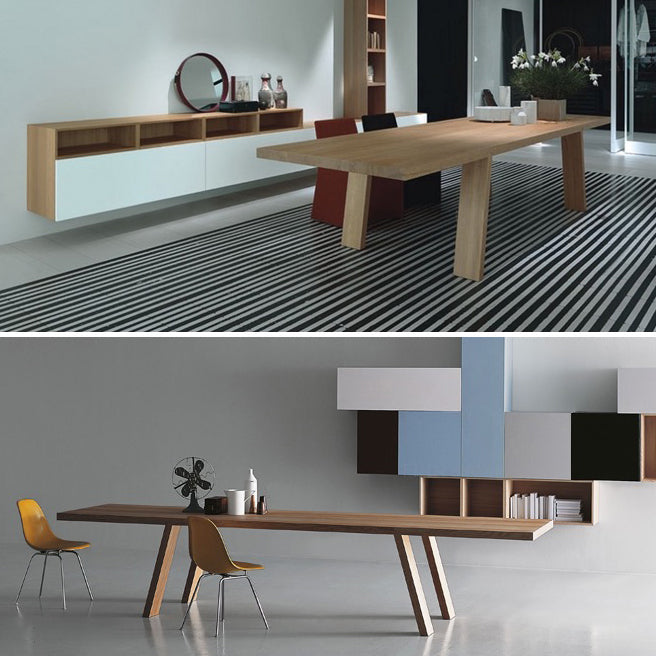 Mesa de comedor rectangular industrial de madera maciza Mesa superior de madera con patas