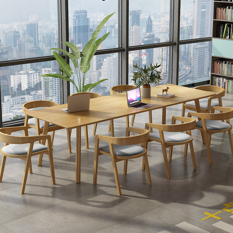 Mesa de comedor rectangular contemporánea de madera maciza mesa de madera con 4 patas