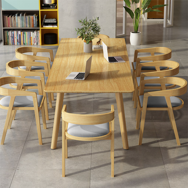 Mesa de comedor rectangular contemporánea de madera maciza mesa de madera con 4 patas