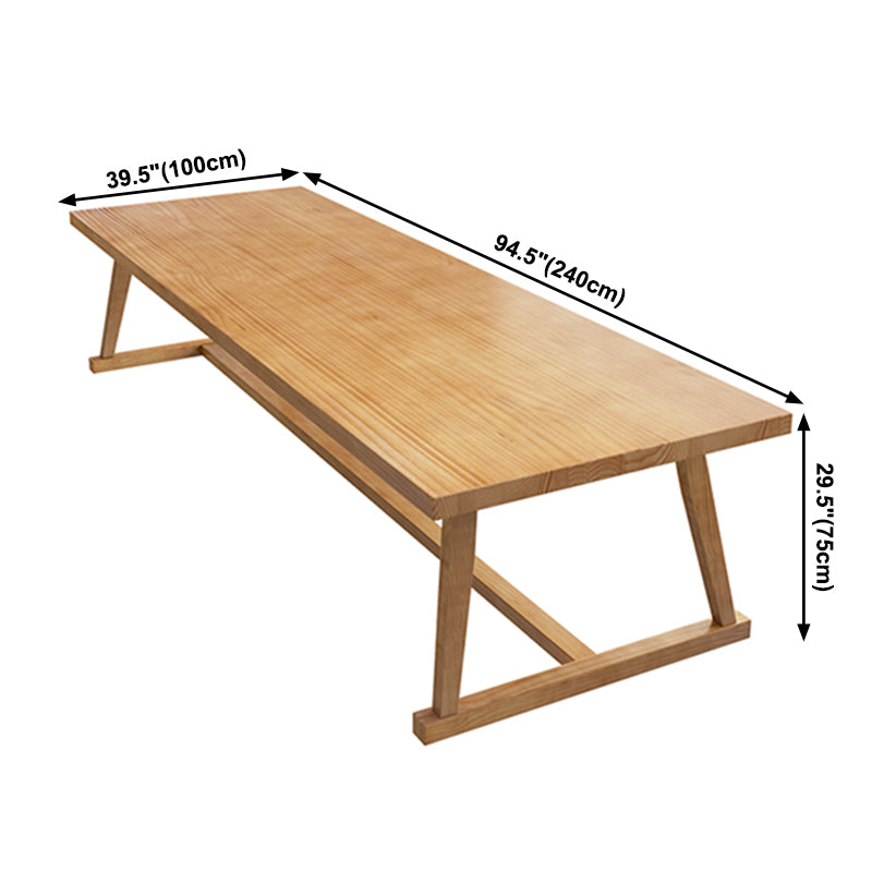 Mesa rectangular industrial de madera maciza, mesa interior con tapa de madera y caballete