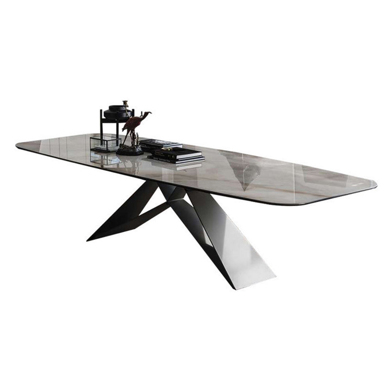 Metal Traditional Luxury Rectangular Table Sintered Stone Table for Dining Room and Kitchen