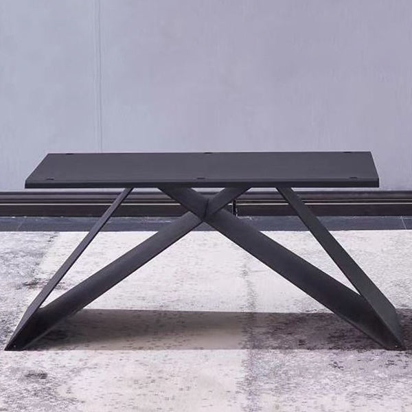 Metal Traditional Luxury Rectangular Table Sintered Stone Table for Dining Room and Kitchen