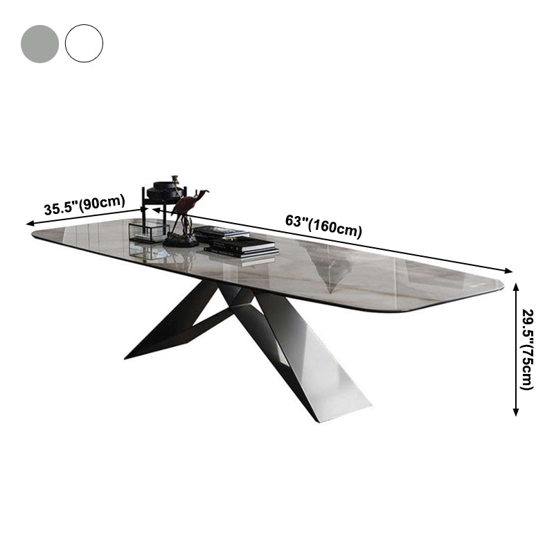 Metal Traditional Luxury Rectangular Table Sintered Stone Table for Dining Room and Kitchen
