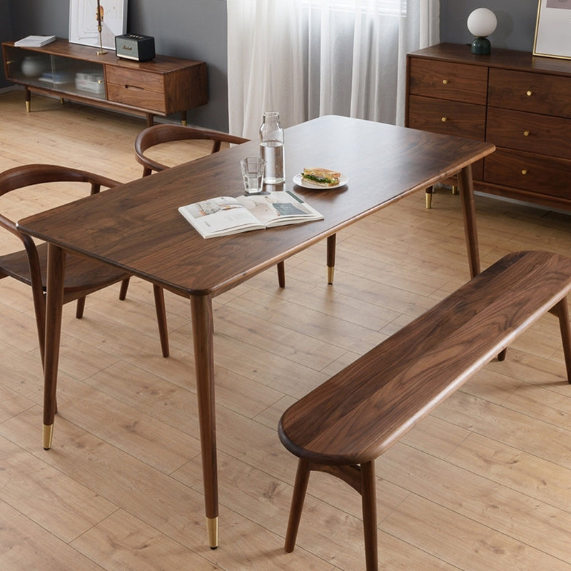 Mesa de comedor rectangular de lujo tradicional de madera maciza, mesa superior de madera para comedor
