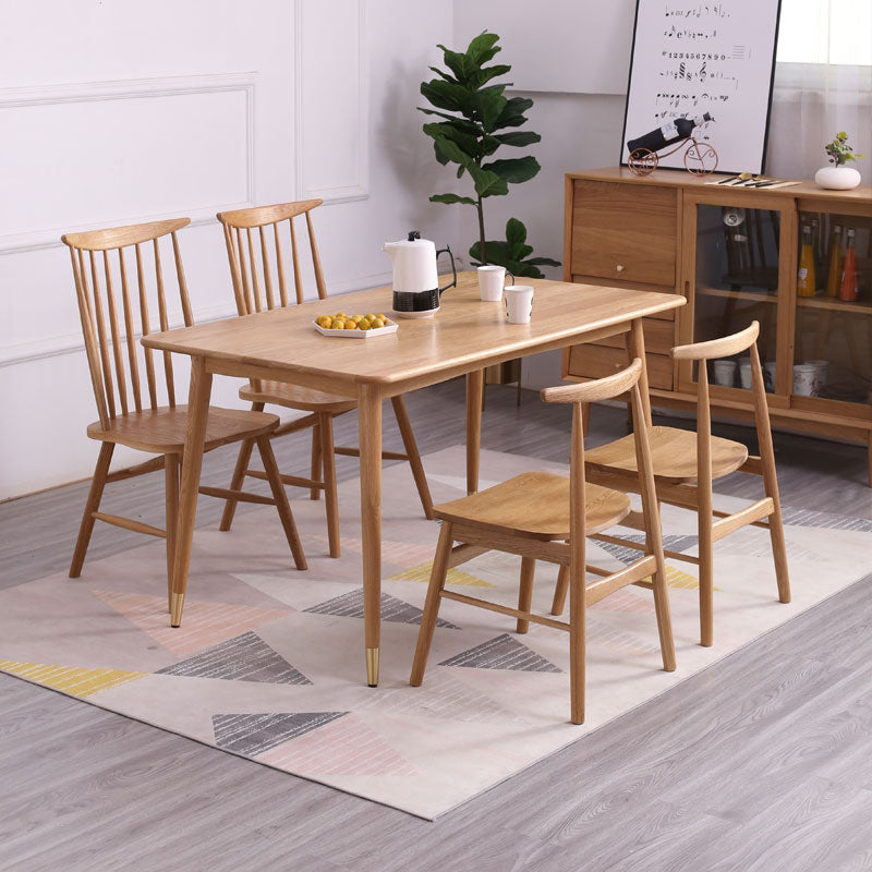 Mesa de comedor rectangular de lujo tradicional de madera maciza, mesa superior de madera para comedor