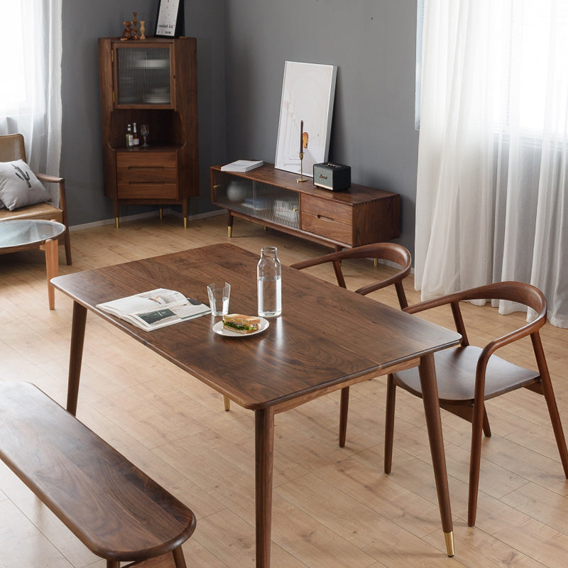Mesa de comedor rectangular de lujo tradicional de madera maciza, mesa superior de madera para comedor