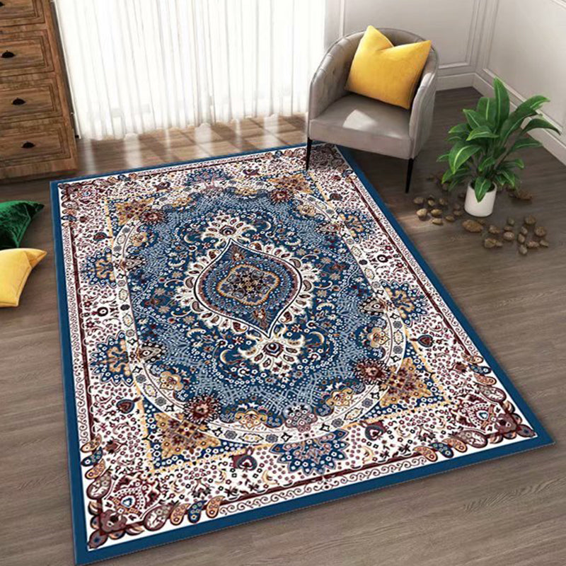 Moroccan Paisley Pattern Carpet Polyester Indoor Rug Pet Friendly Area Rug for Living Room