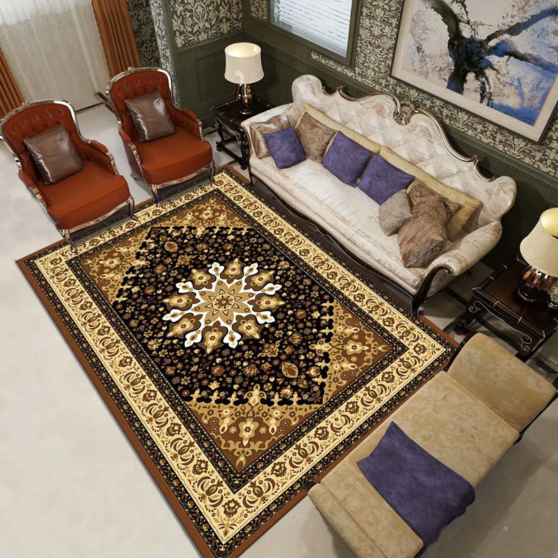 Moroccan Paisley Pattern Carpet Polyester Indoor Rug Pet Friendly Area Rug for Living Room