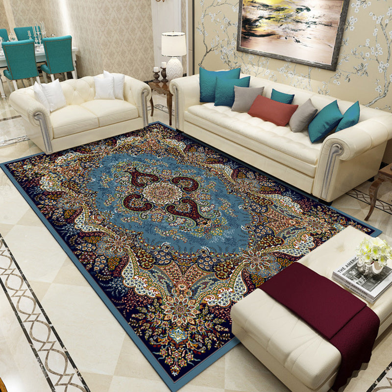 Moroccan Paisley Pattern Carpet Polyester Indoor Rug Pet Friendly Area Rug for Living Room