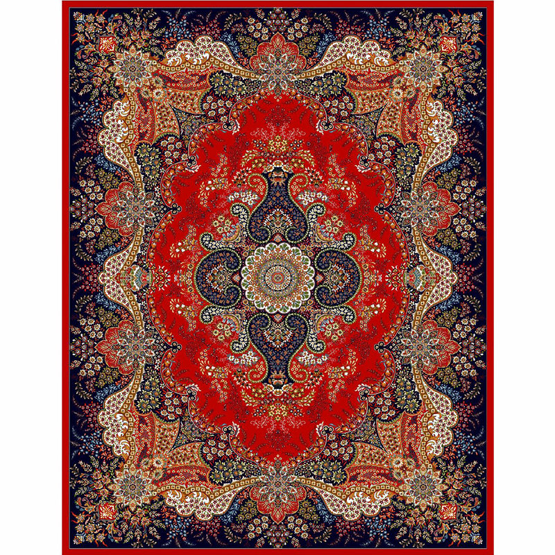 Moroccan Paisley Pattern Carpet Polyester Indoor Rug Pet Friendly Area Rug for Living Room