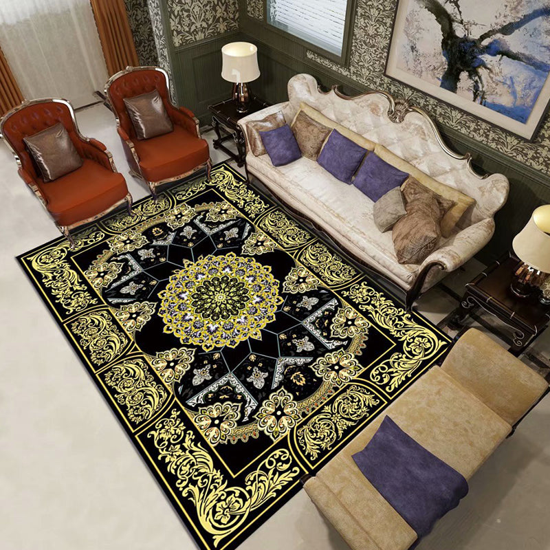 Moroccan Paisley Pattern Carpet Polyester Indoor Rug Pet Friendly Area Rug for Living Room